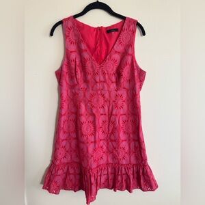 Trina Turk Hot Pink Floral Lace Mini Dress
